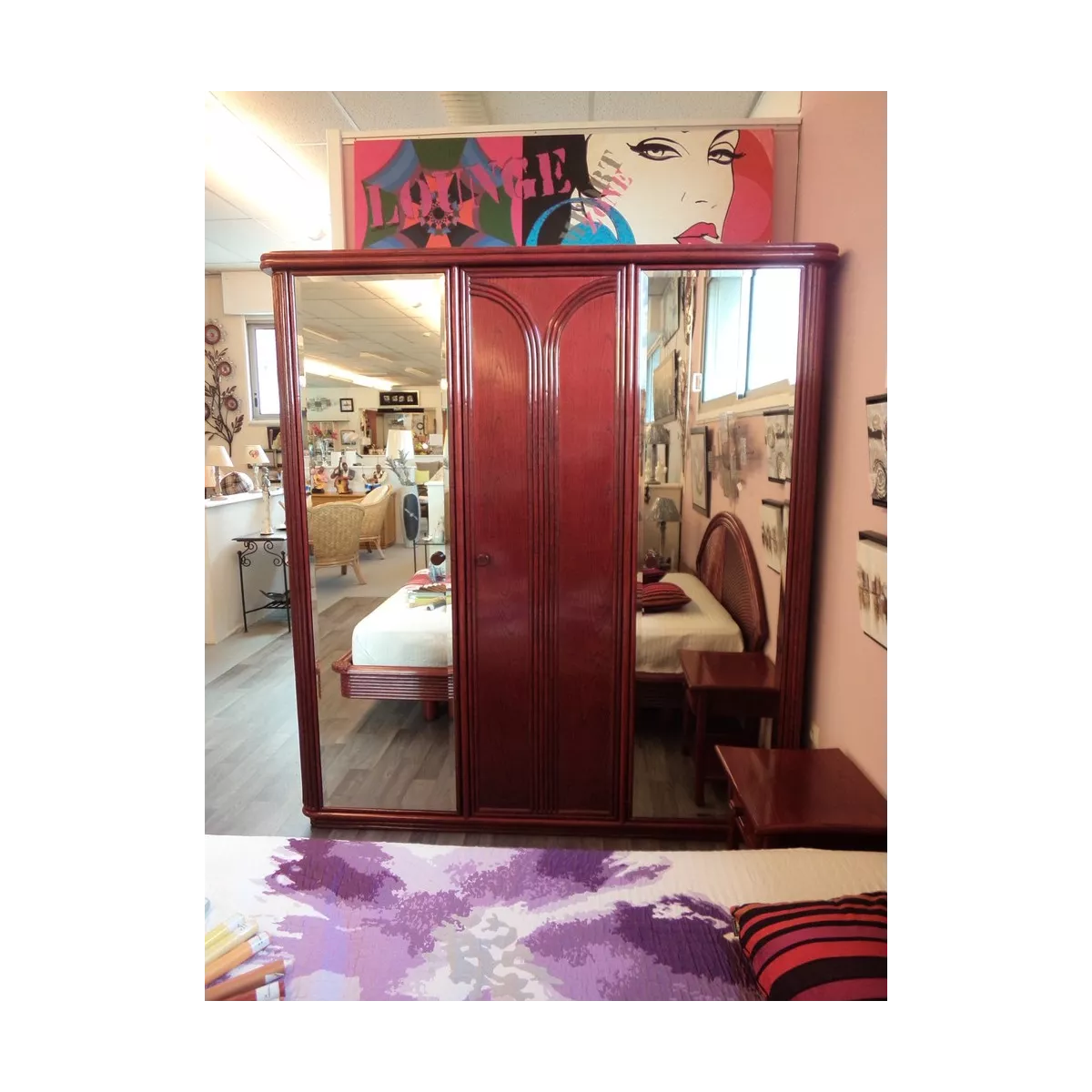 Armoire Tortola 3 portes Charnières Prune