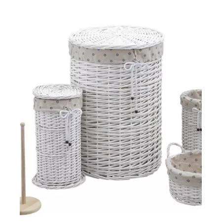 Panière à Linge Osier Blanc Diamètre 40cm