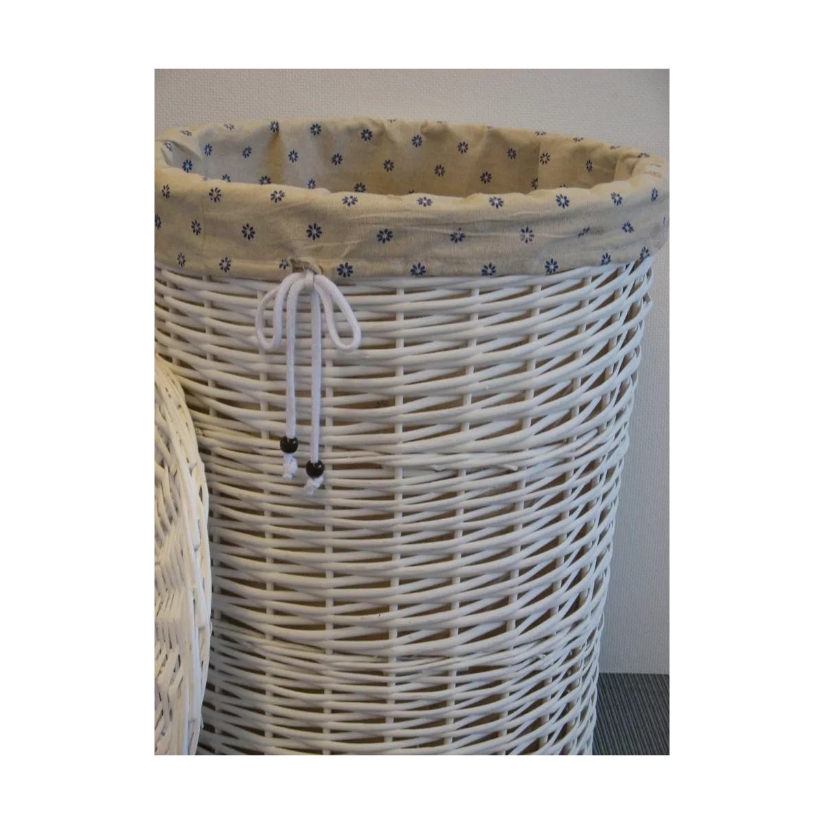 Panière à Linge Osier Blanc Diamètre 40cm