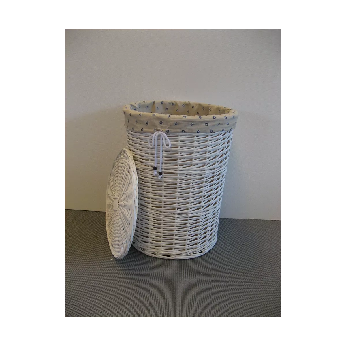Panière à Linge Osier Blanc Diamètre 40cm