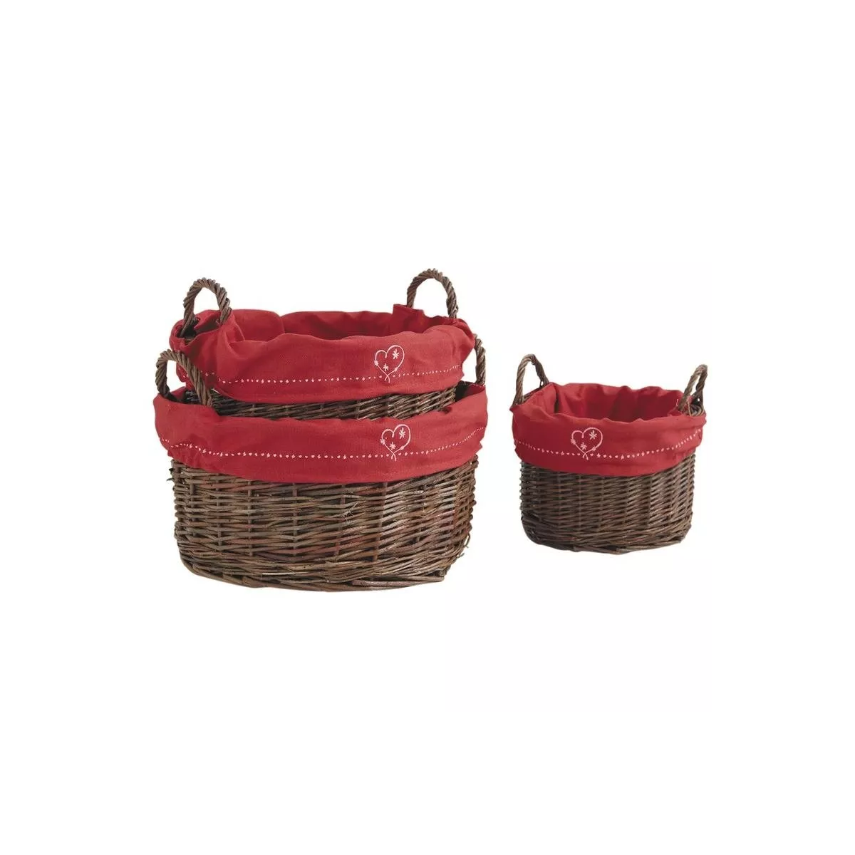 Corbeille osier avec tissus rouge 30x30
