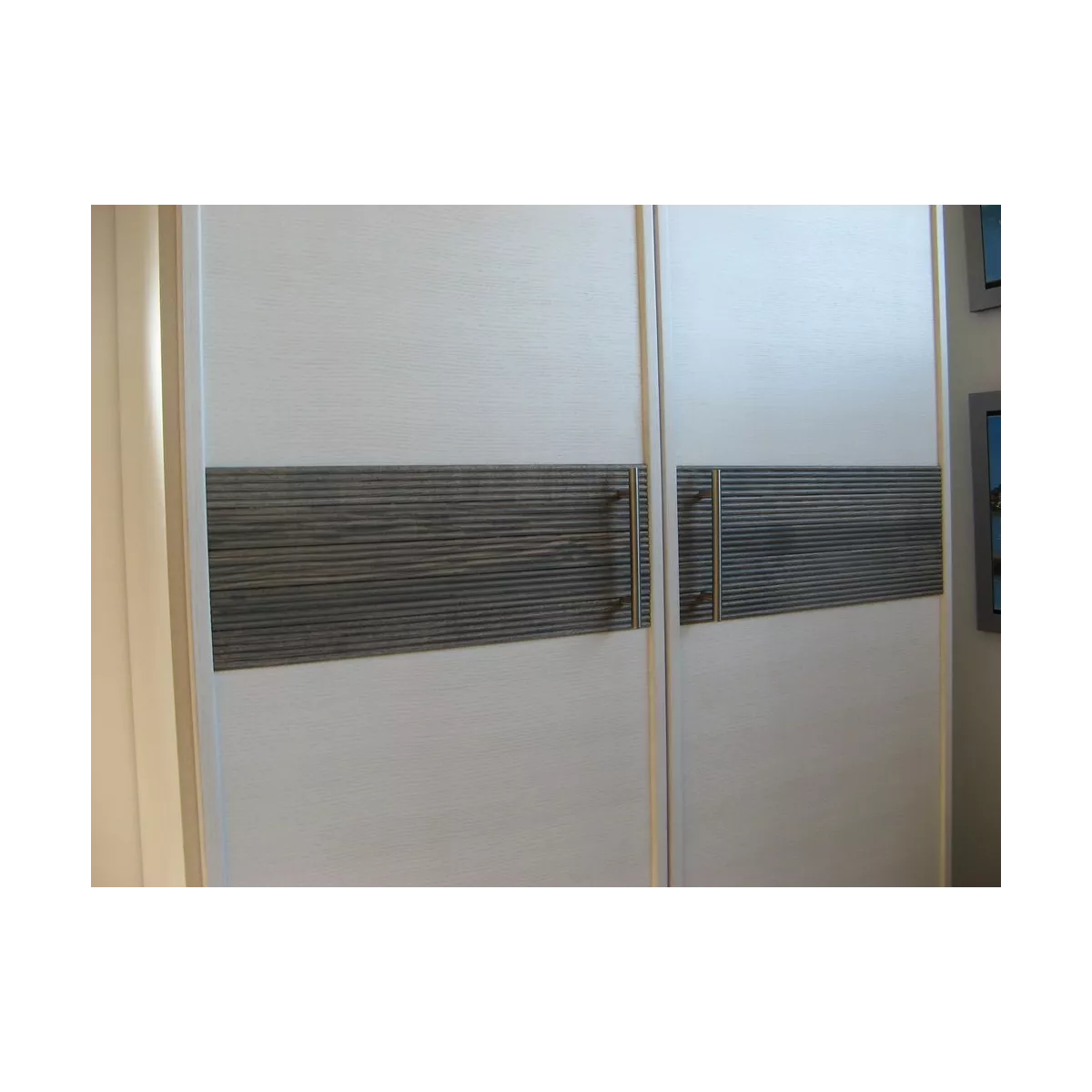 Armoire Sendaî 2 portes Charnières Blanc et Gris