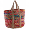 Corbeille en jute et coton multicolore