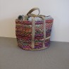 Corbeille en jute et coton multicolore