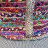 Corbeille en jute et coton multicolore