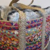 Corbeille en jute et coton multicolore