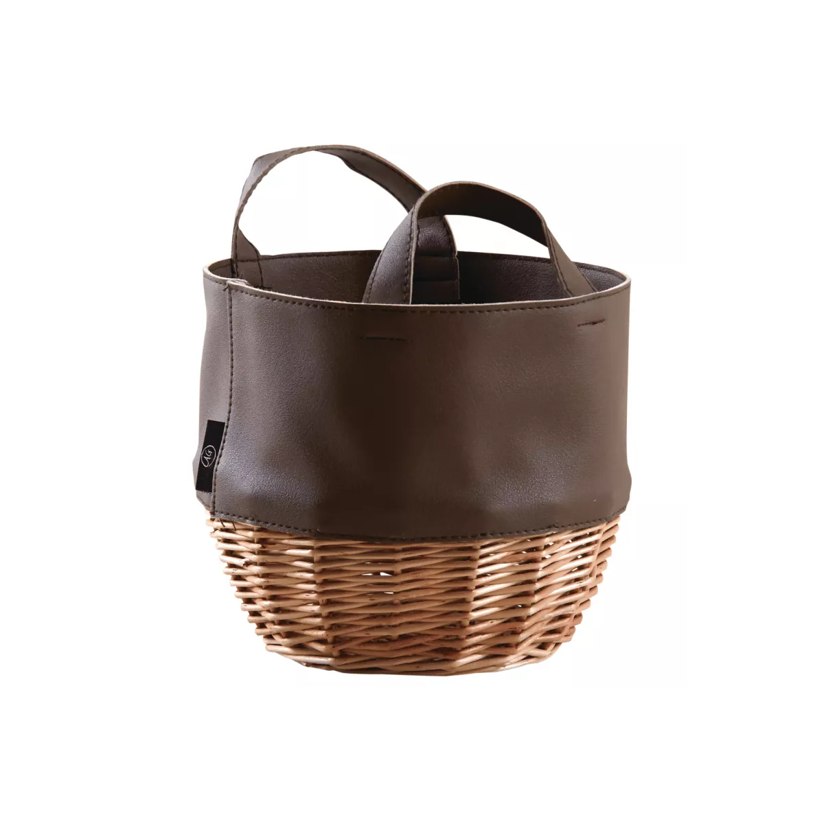Corbeille Osier Blanc et simili cuir