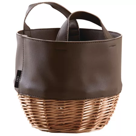 Corbeille Osier Blanc et simili cuir