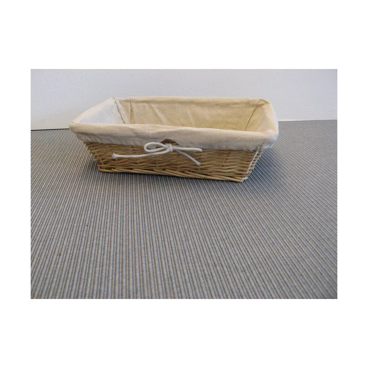 Corbeille en osier blanc et jute 40x30