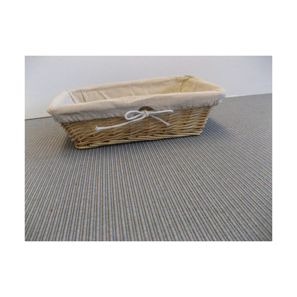 Corbeille en osier blanc et jute 40x30