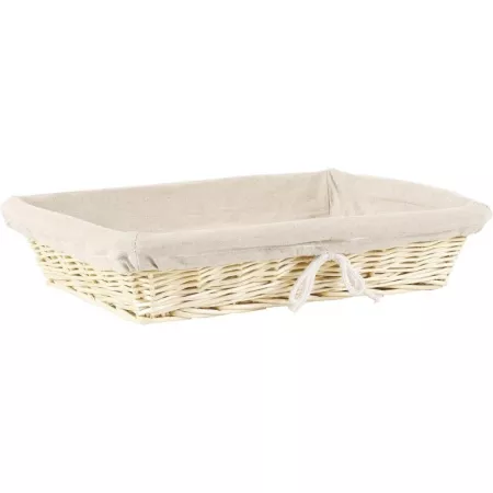 Corbeille en osier blanc et toile de jute 40x30