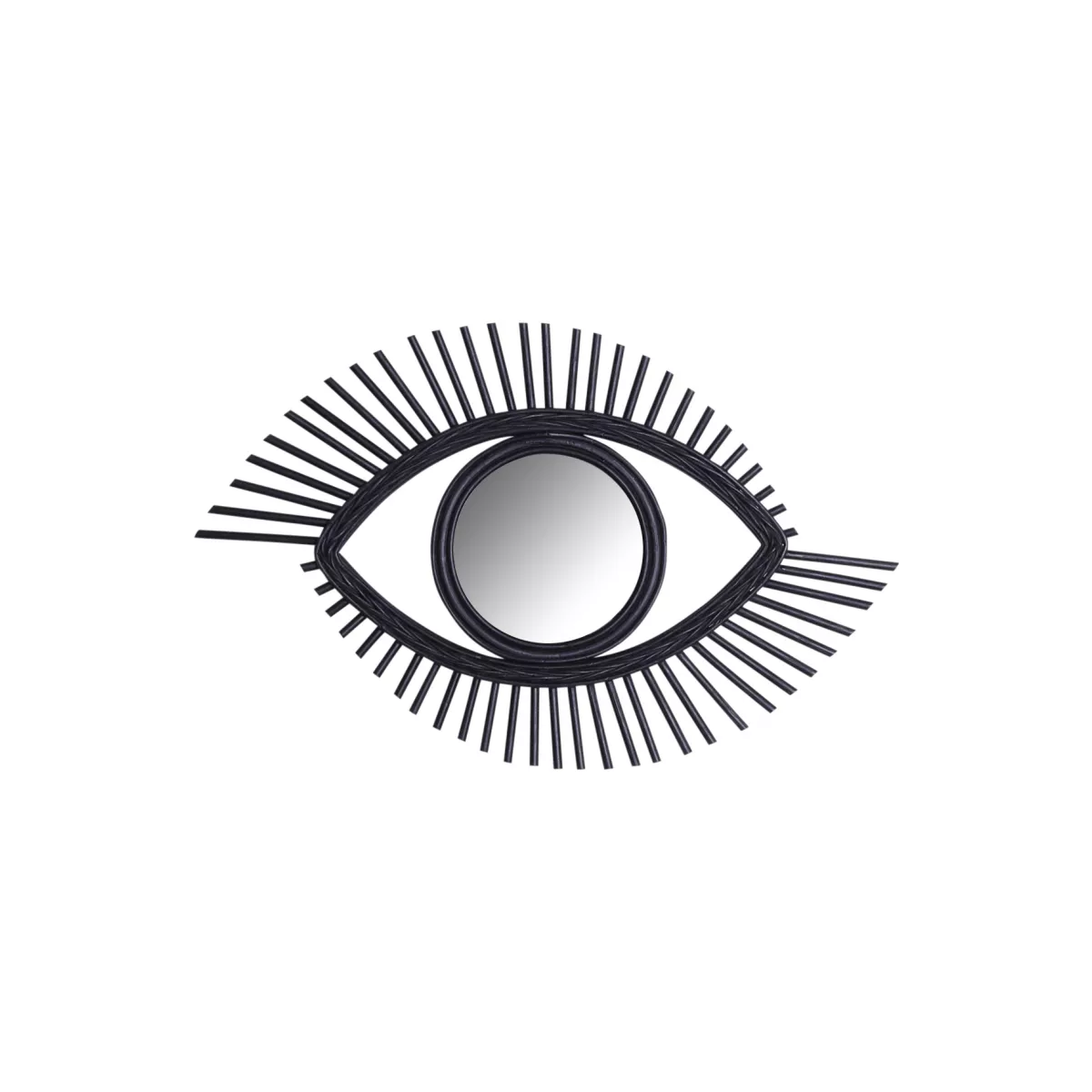 Miroir Oeil Rotin Noir 70x45