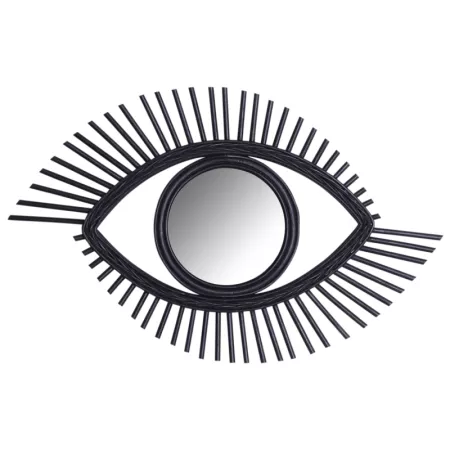 Miroir Soleil Rotin Noir