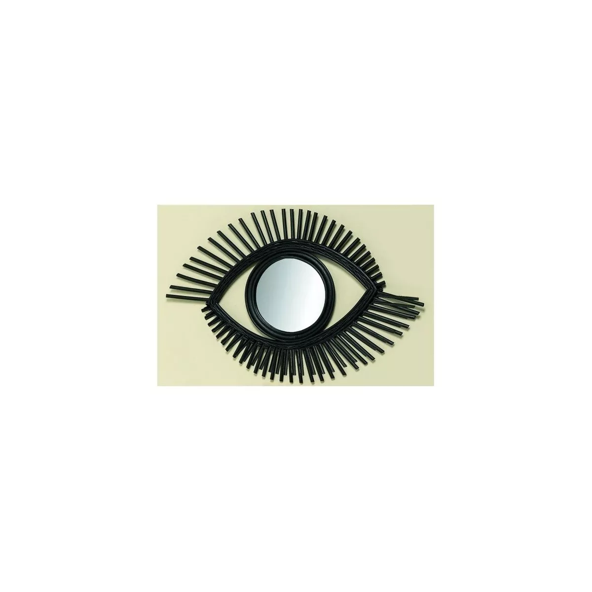 Miroir Oeil Rotin Noir 70x45