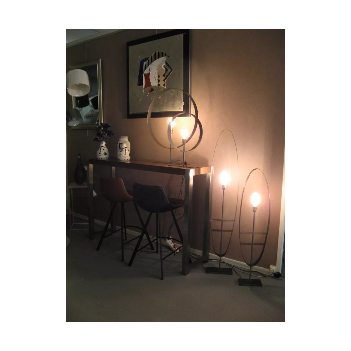 Lampe Iron Noir Anneau 60 cm