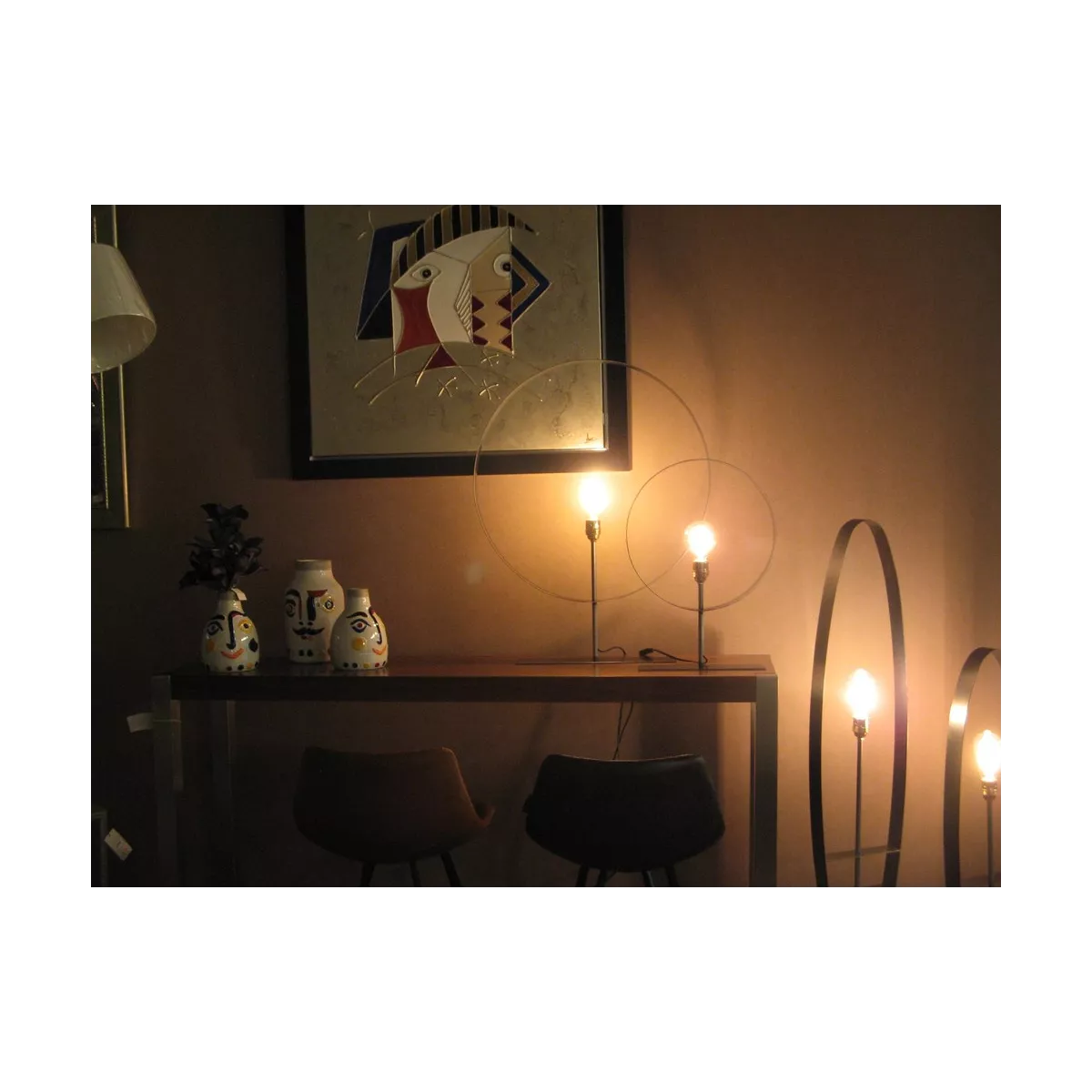 Lampe Iron Noir Anneau 60 cm