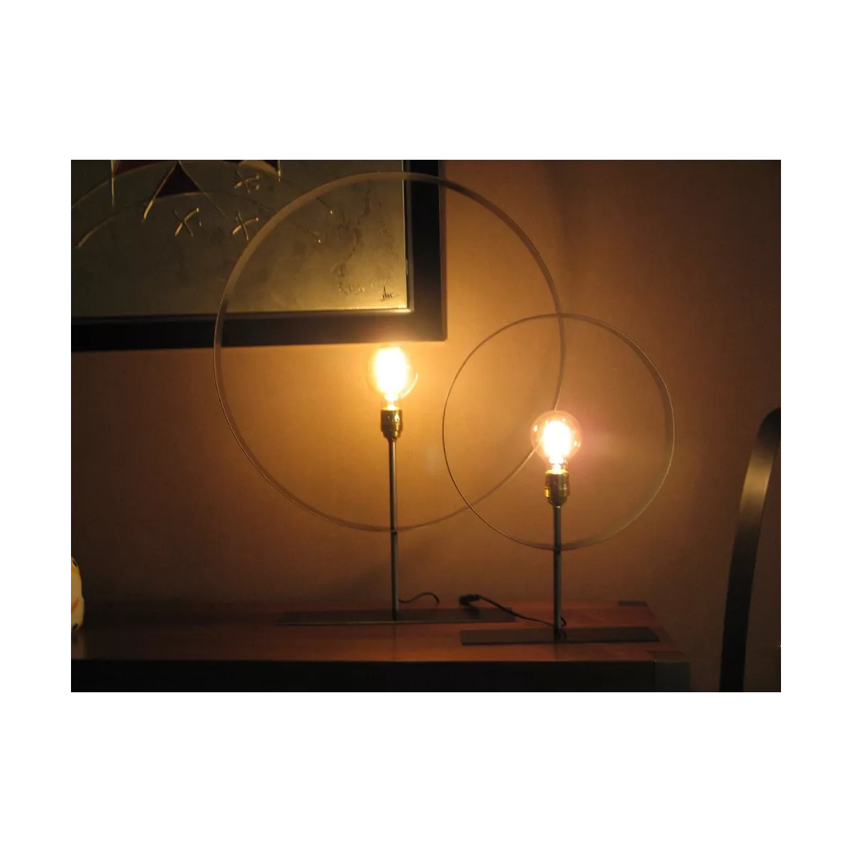 Lampe Iron Noir Anneau 60 cm