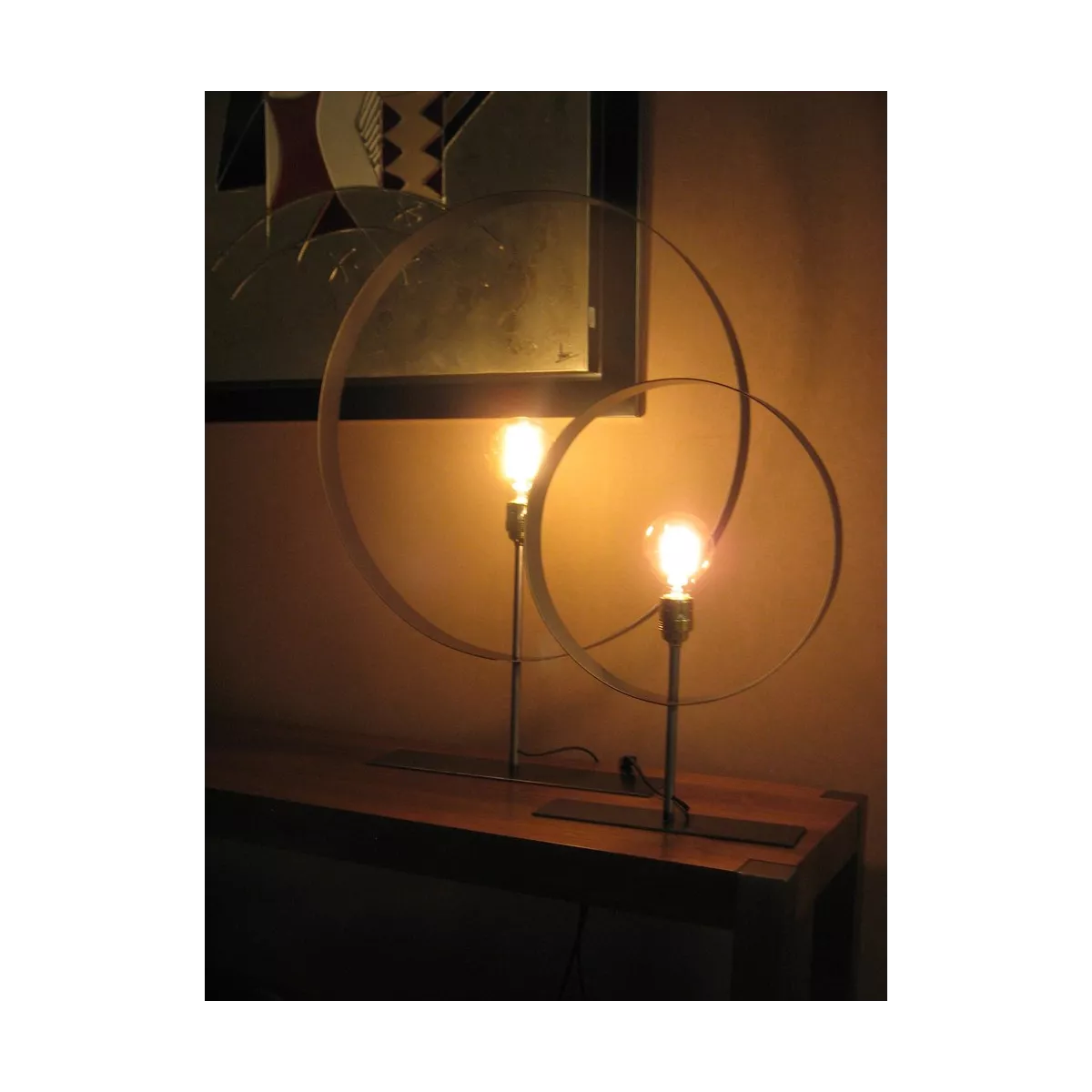 Lampe Iron Noir Anneau 60 cm