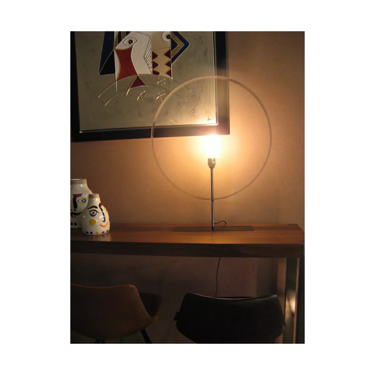 Lampe Iron Noir Anneau 60 cm
