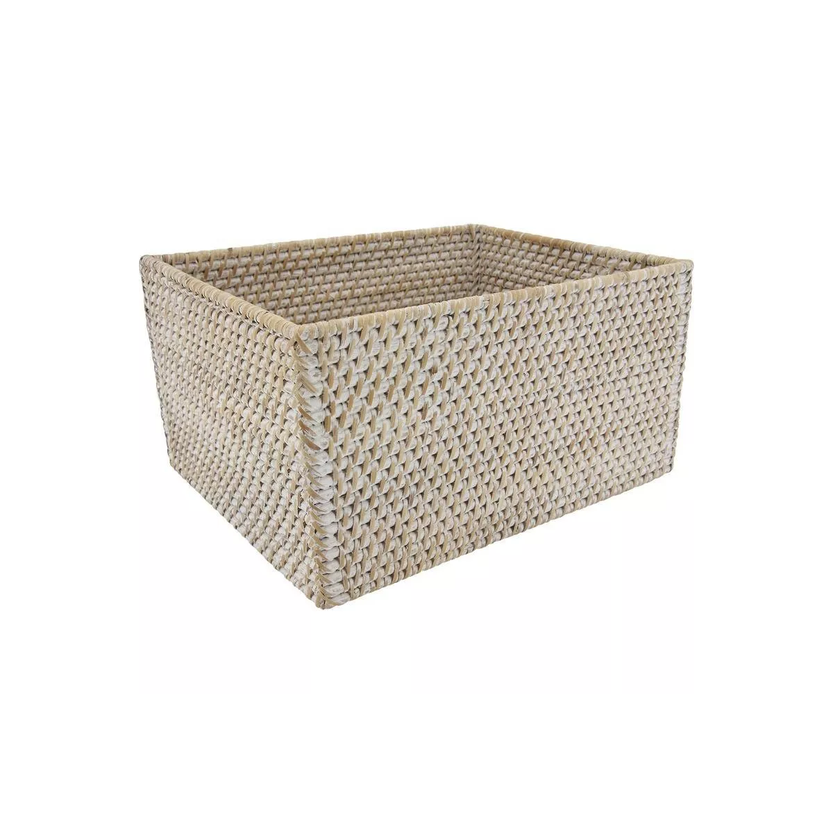 Casier Rotin Blanc Cérusé 34X26