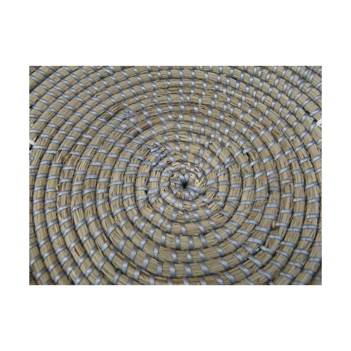 Corbeille  en jonc Gris et blanc 46x46