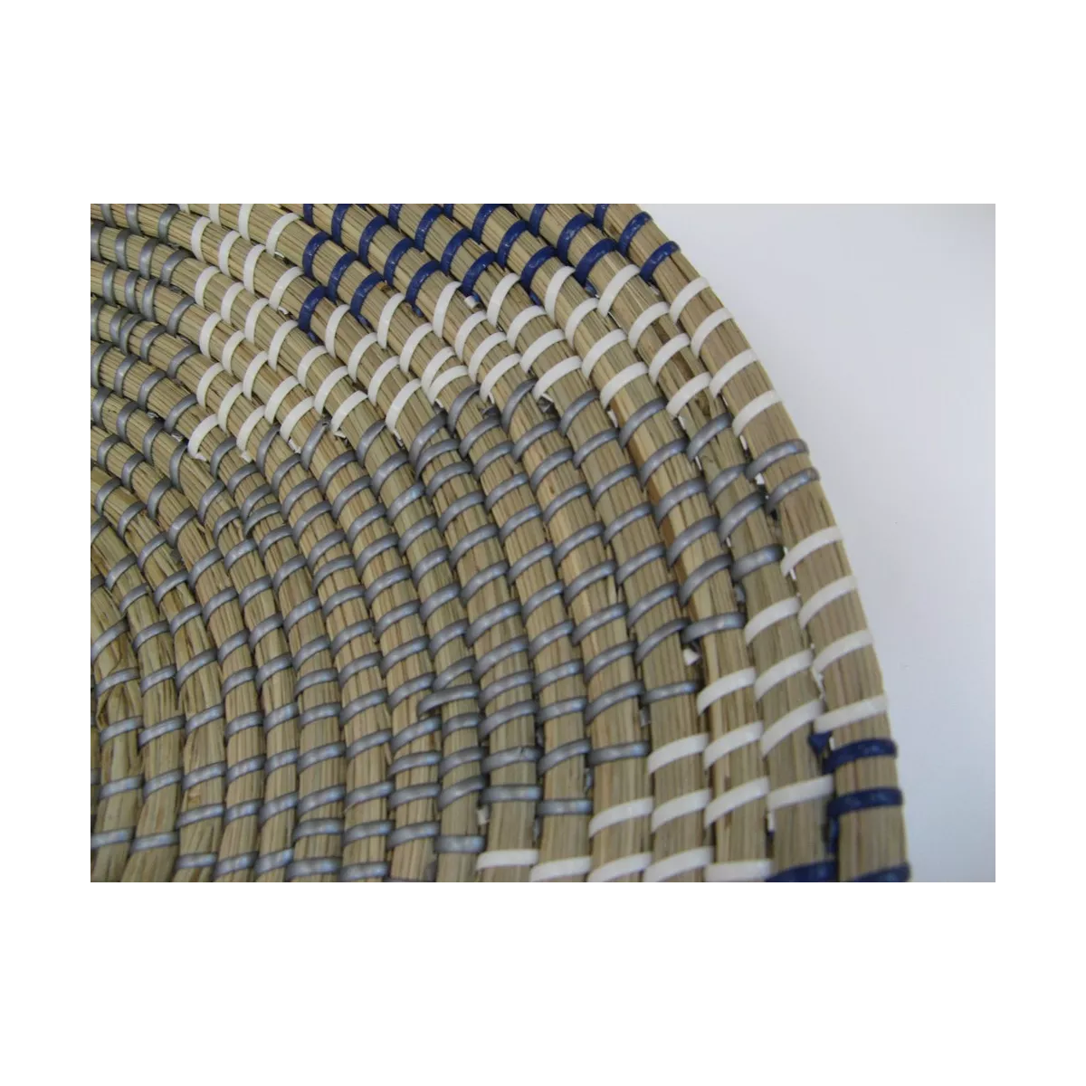 Corbeille  en jonc Gris et blanc 46x46