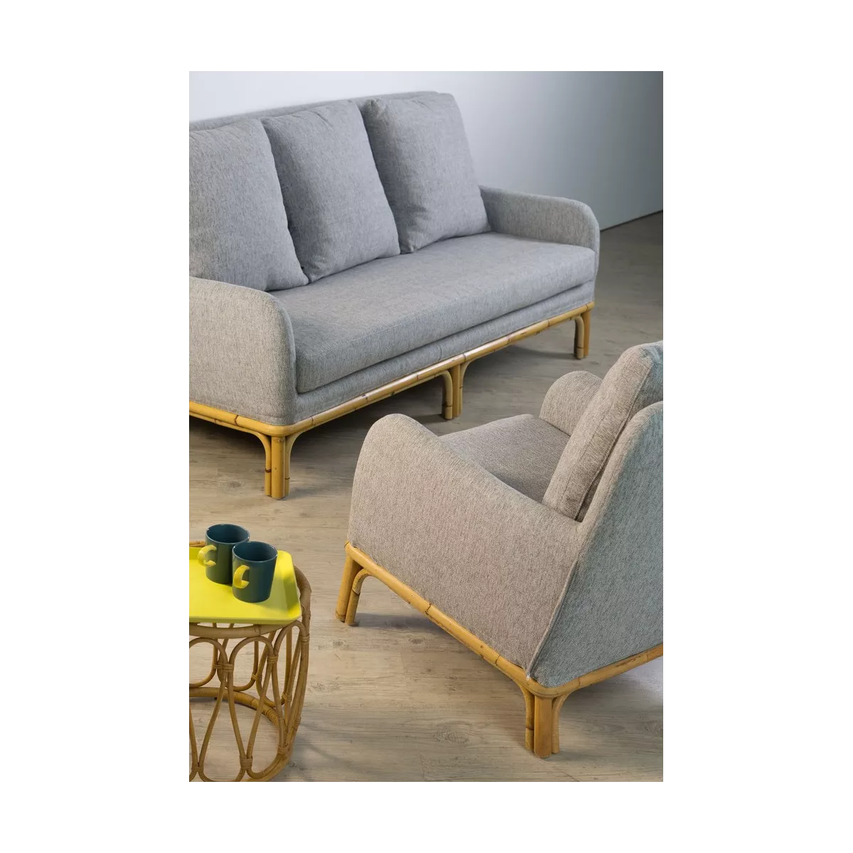 Pouf Tambour en Rotin