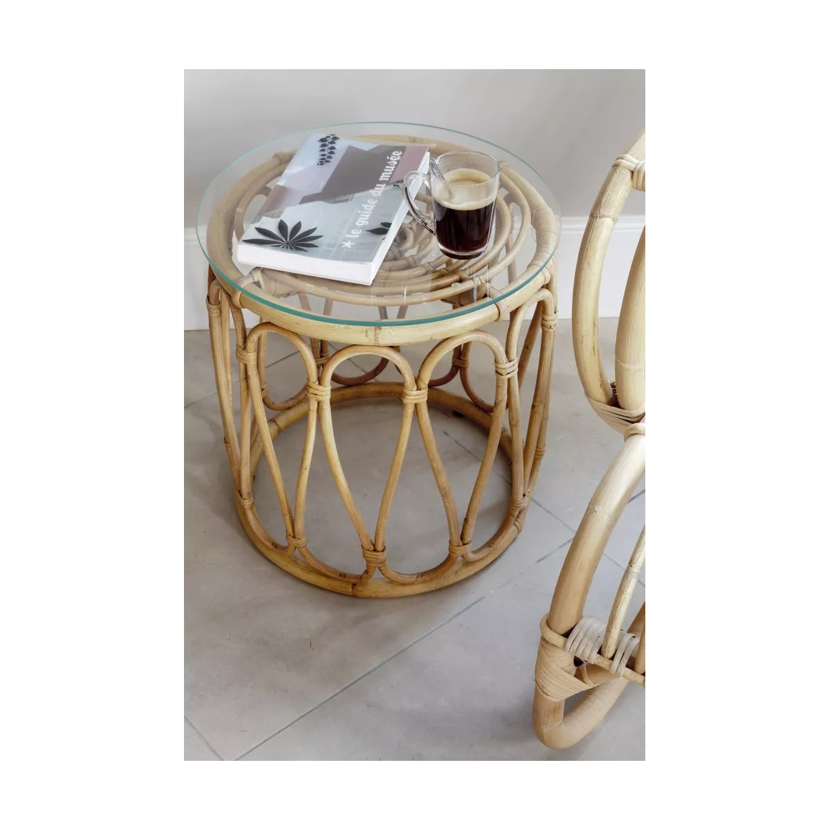 Pouf Tambour en Rotin