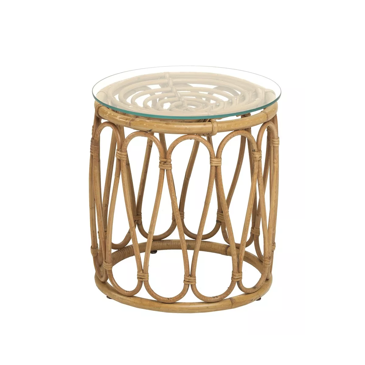 Pouf Tambour en Rotin