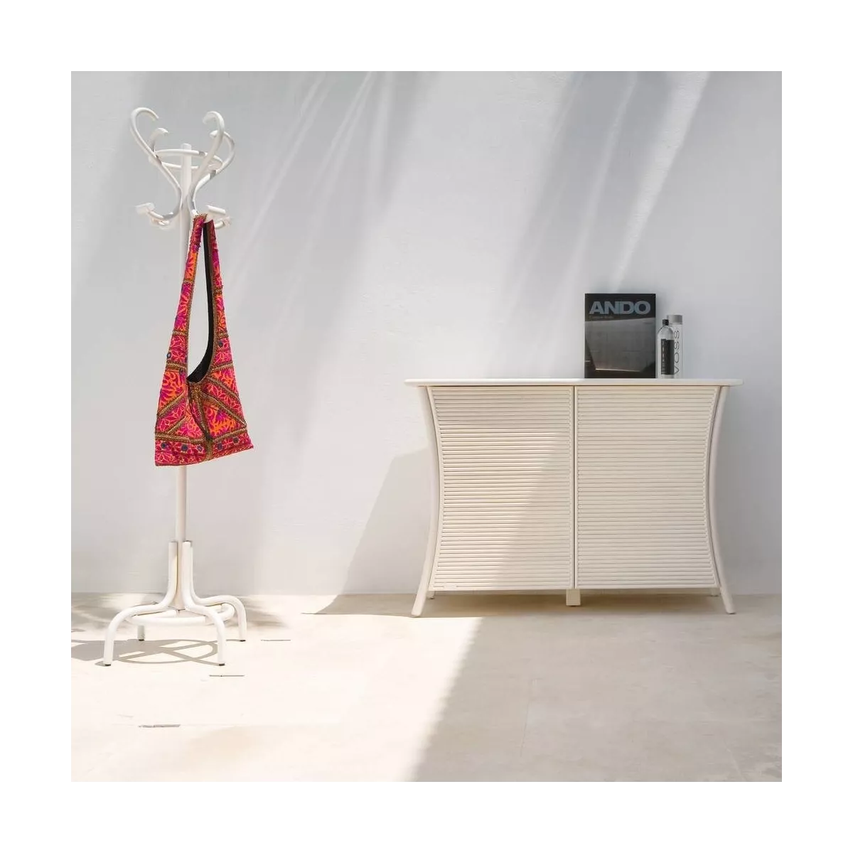 Porte  Manteaux Rotin Coloris Blanc