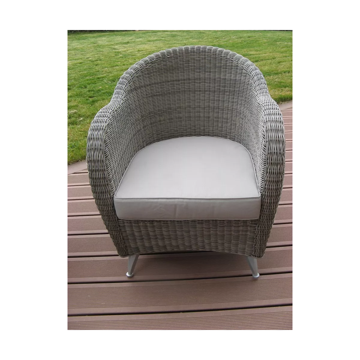 Salon Résine Moski Gris : Canapé 2 Places + 2 Fauteuils + 1 Table Basse