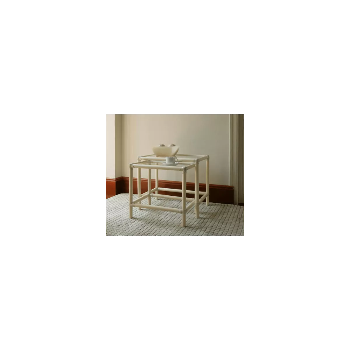 Tables Gigognes Rectangulaire en Rotin Ivoire
