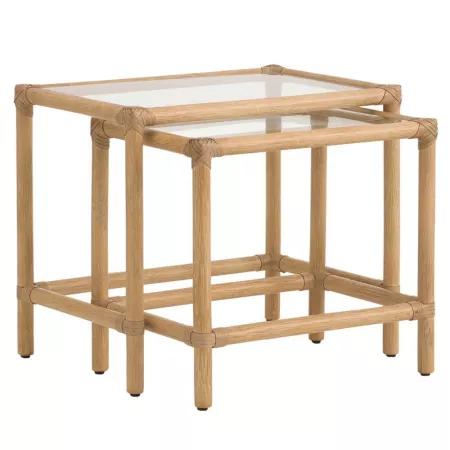 table gigogne en rotin naturel