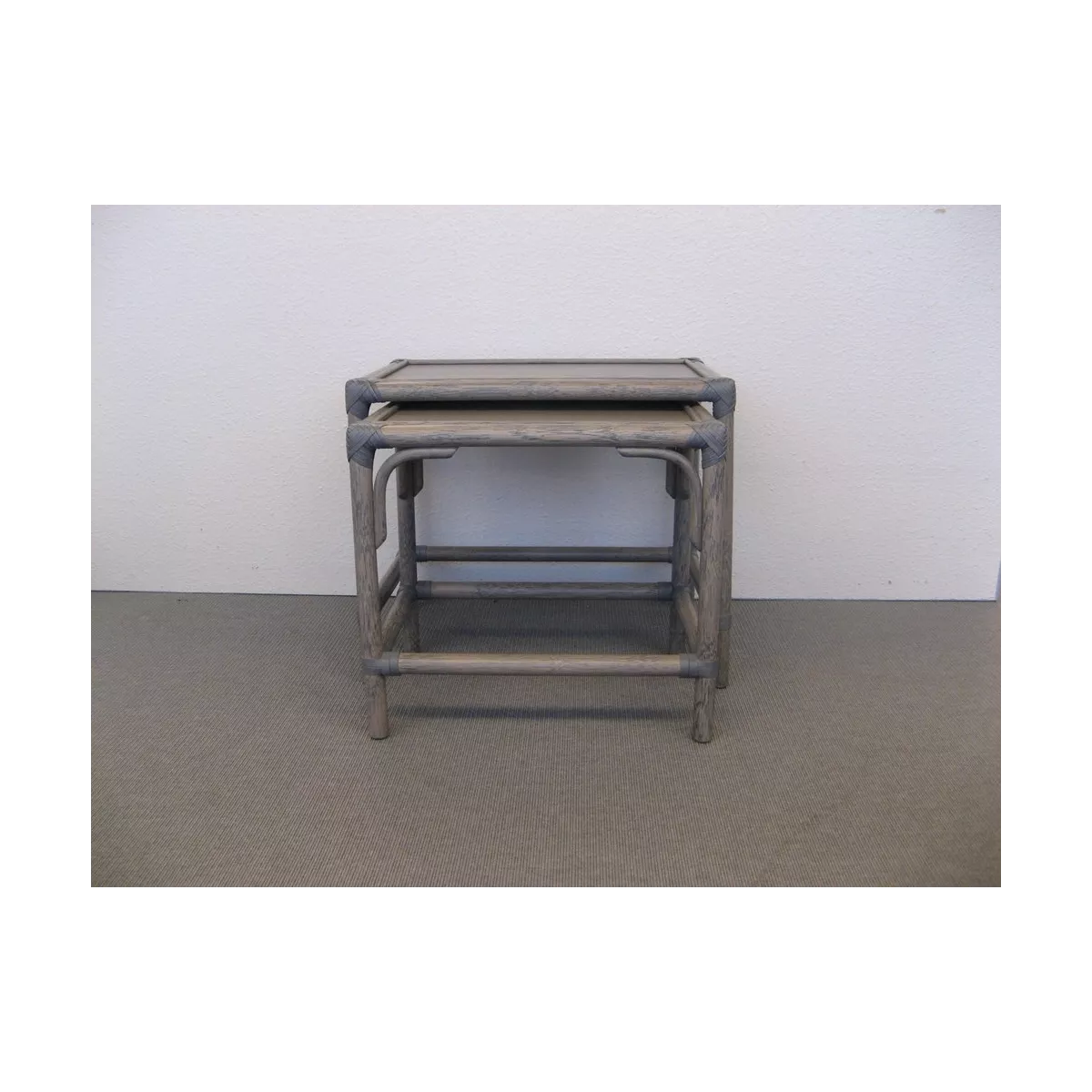 Tables Gigognes Rectangulaire en Rotin Gris
