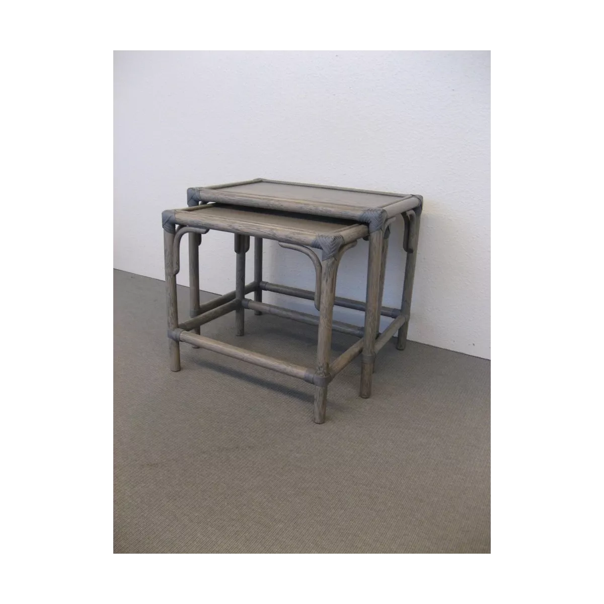 Tables Gigognes Rectangulaire en Rotin Gris