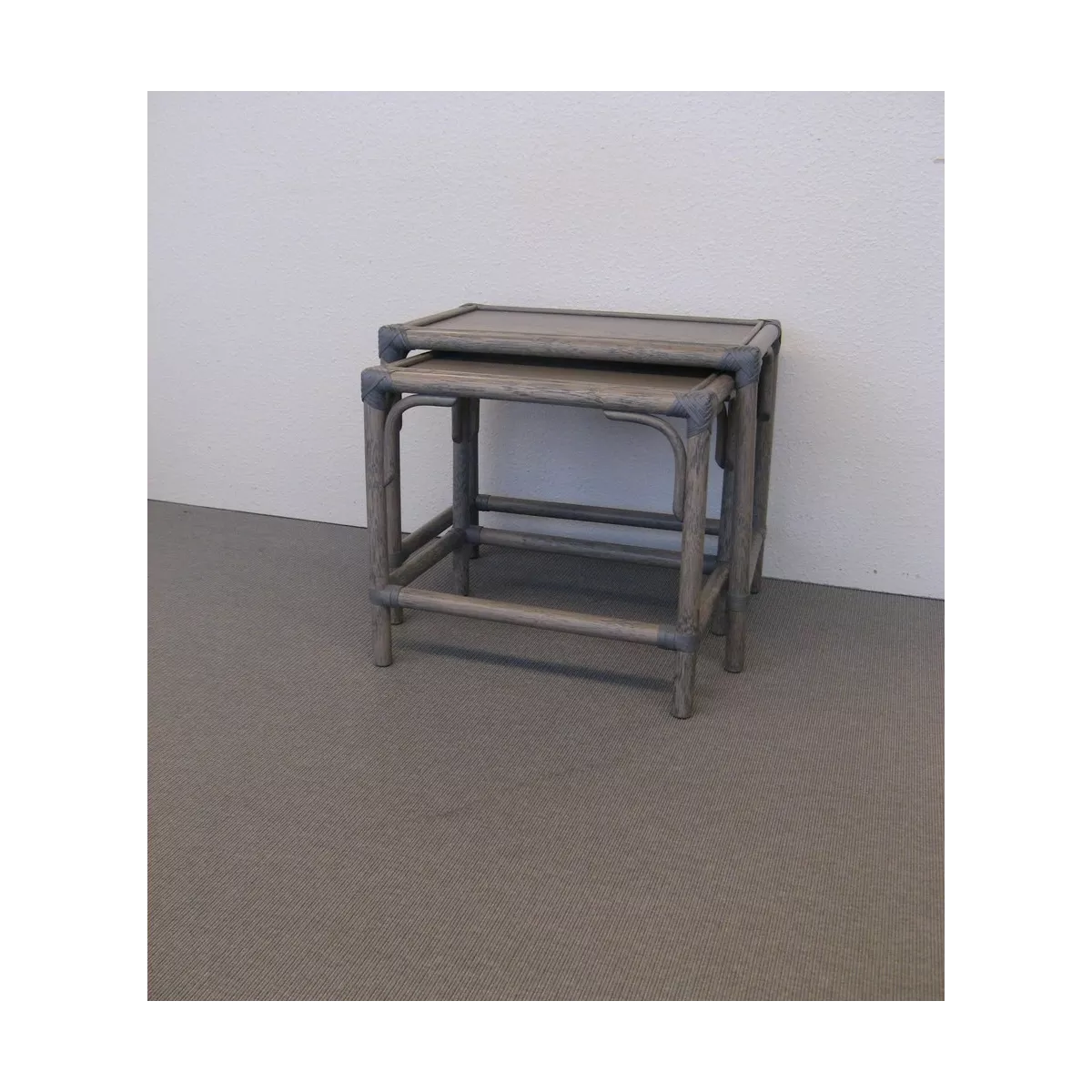 Tables Gigognes Rectangulaire en Rotin Gris