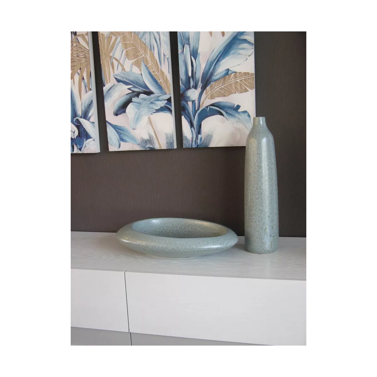 Vase Agia Bleu Verte H.50 cm