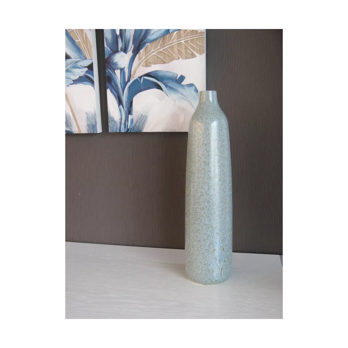 Vase Agia Bleu Verte H.50 cm