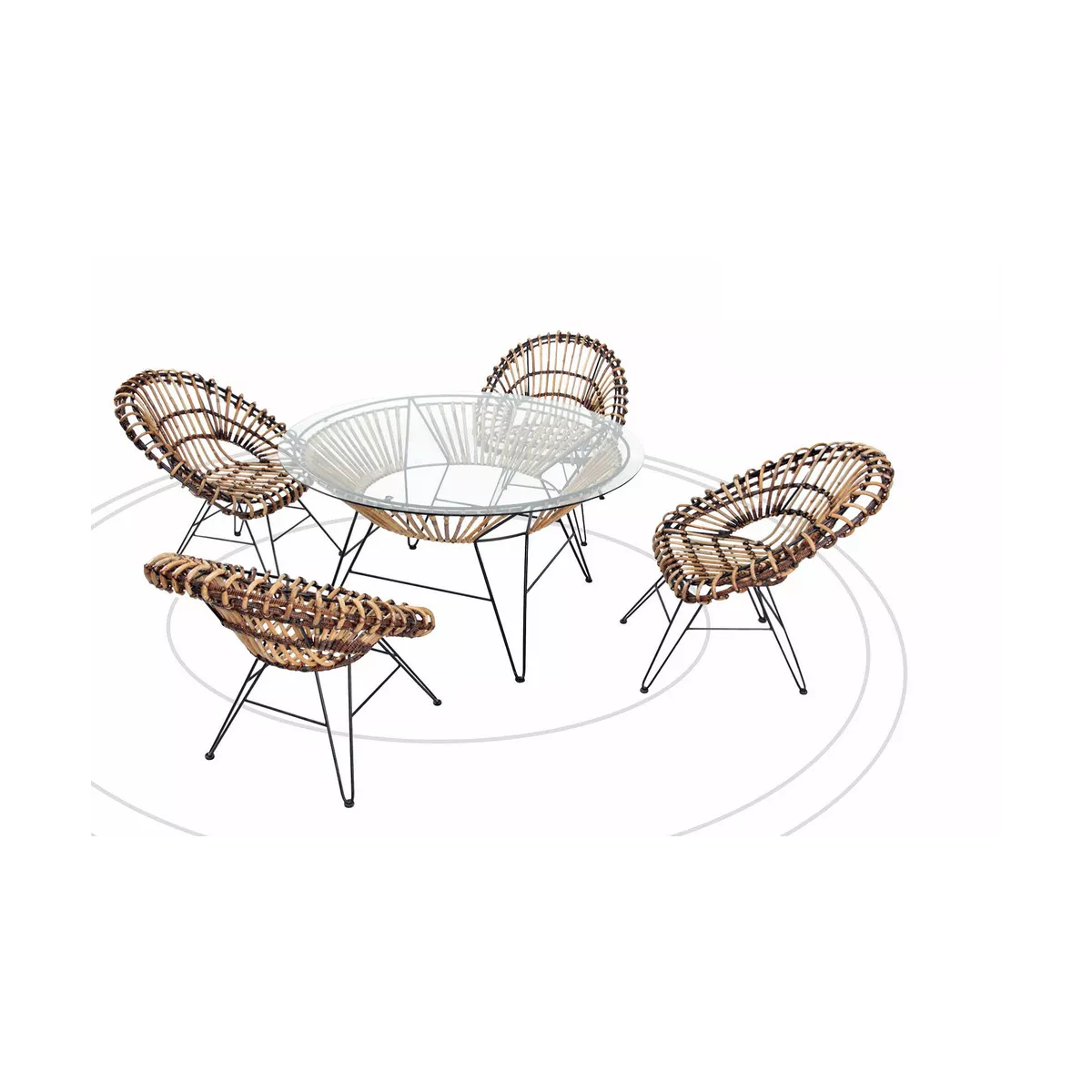 Chaise Barco Rotin Naturel et pieds métal noir