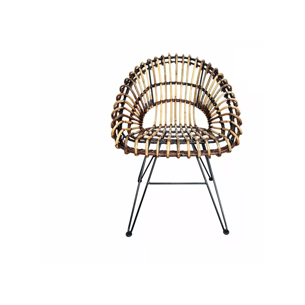 Chaise Barco Rotin Naturel et pieds métal noir