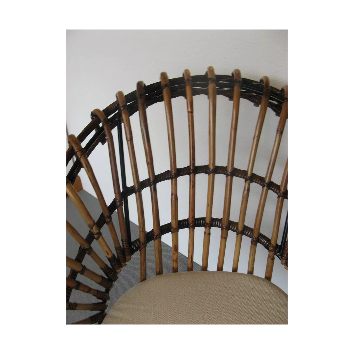 Chaise Barco Rotin Naturel et pieds métal noir