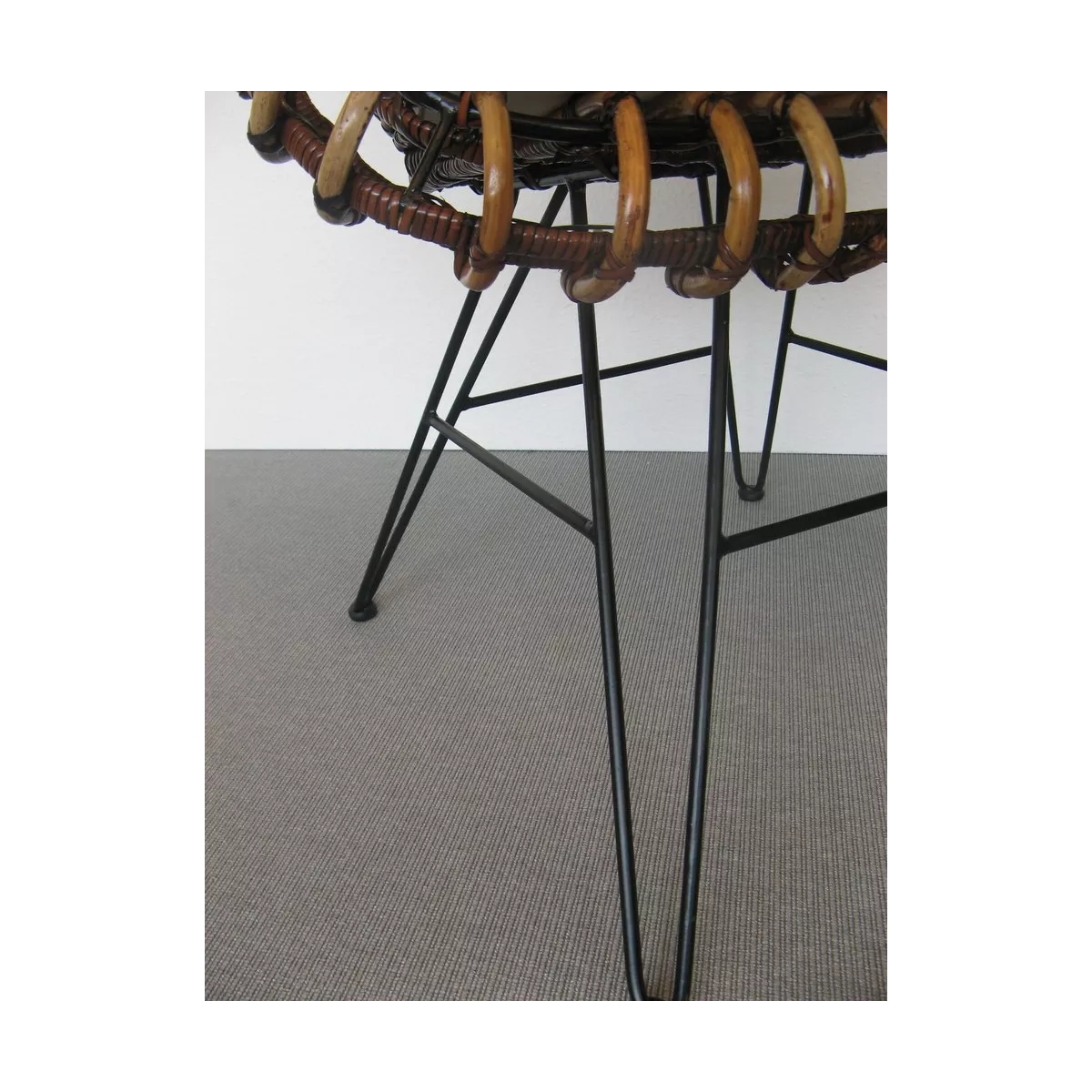 Chaise Barco Rotin Naturel et pieds métal noir