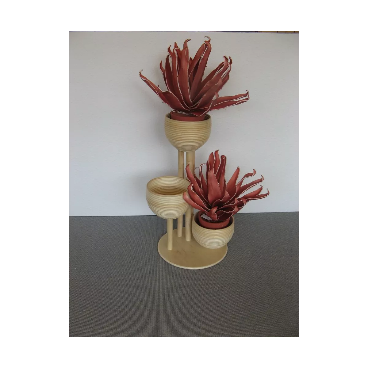 Porte plantes 3 niveaux en Rotin