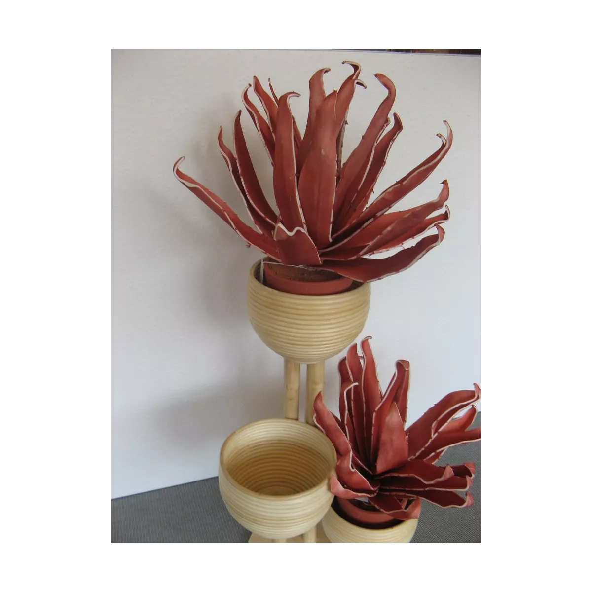 Porte plantes 3 niveaux en Rotin