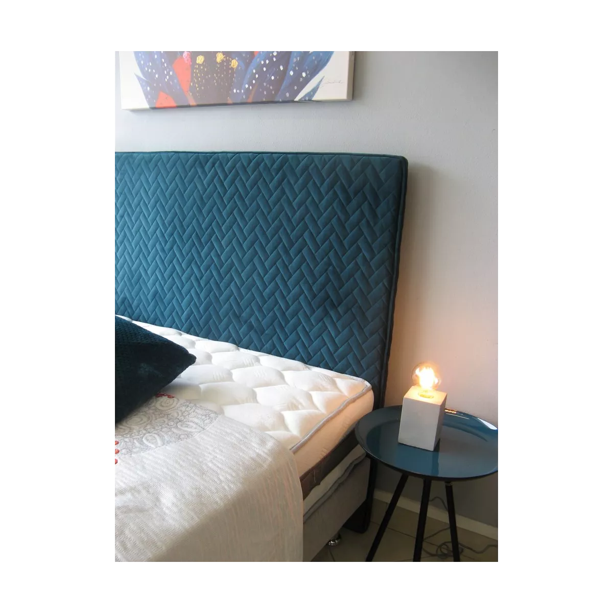 Tete de Lit en 160 Tissus Matelassé bleu