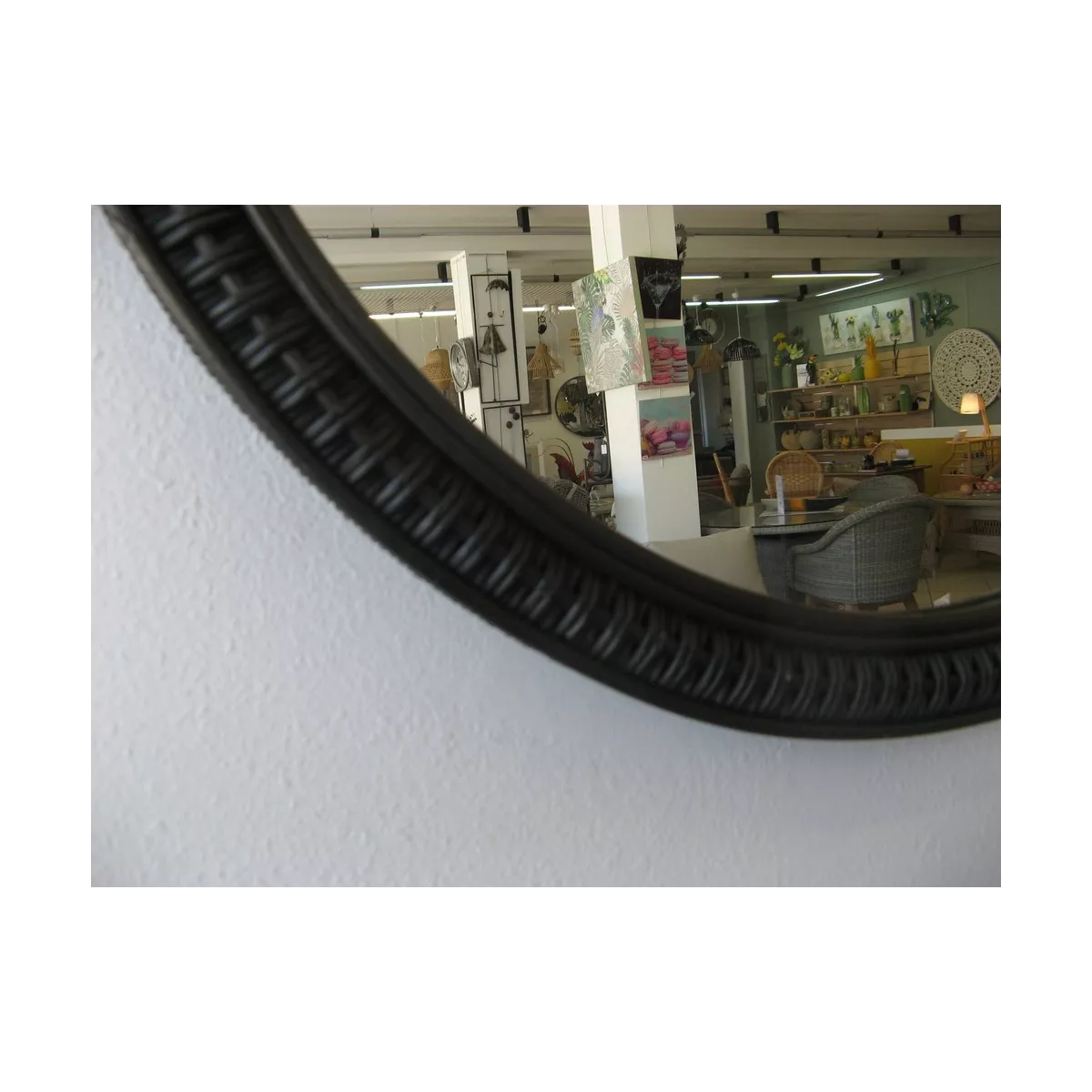 Miroir Rotin Noir 70x70