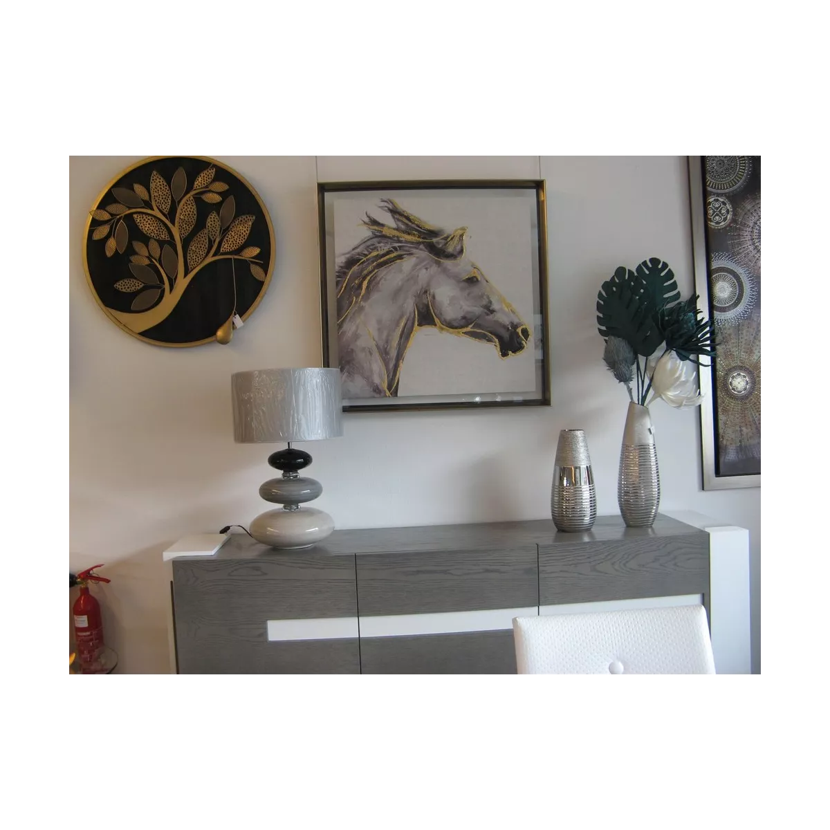 Lampe en Verre 3 Galets Gris