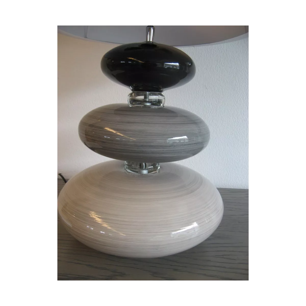 Lampe en Verre 3 Galets Gris