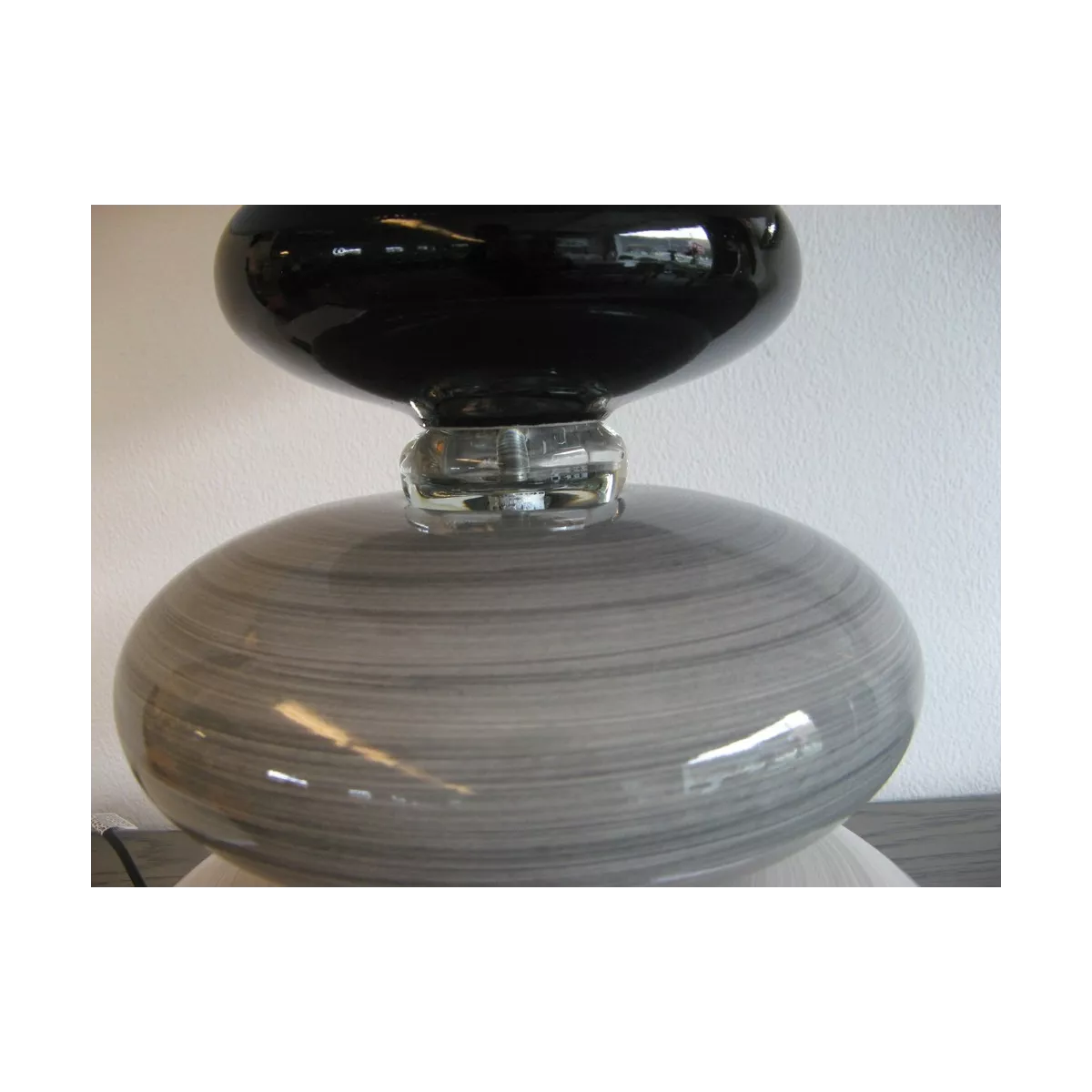 Lampe en Verre 3 Galets Gris