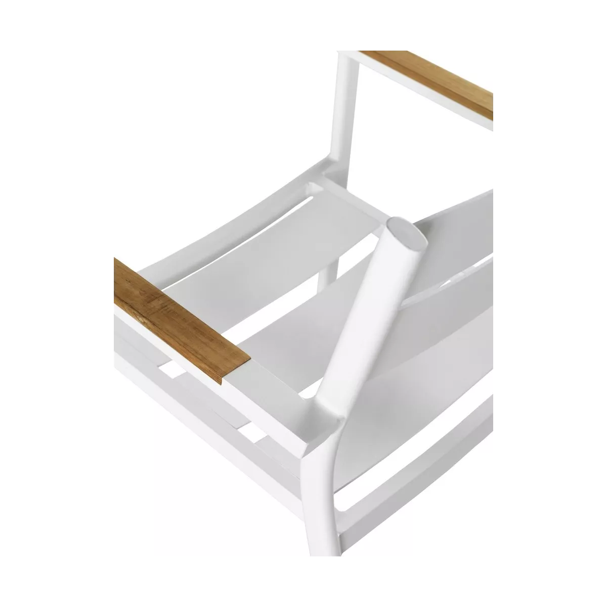 Fauteuil de Repas Aluminiuim et Teck Blanc Sims